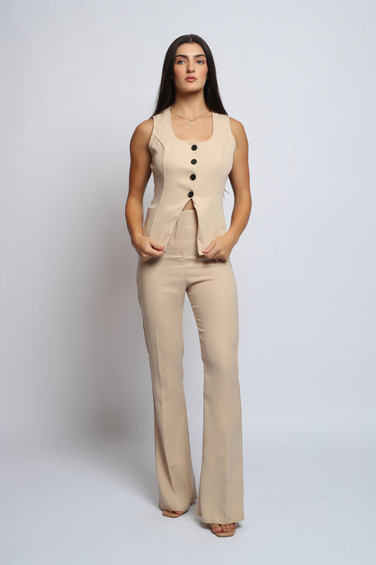 Premium Beige Set  (Pants + Waistcoat)