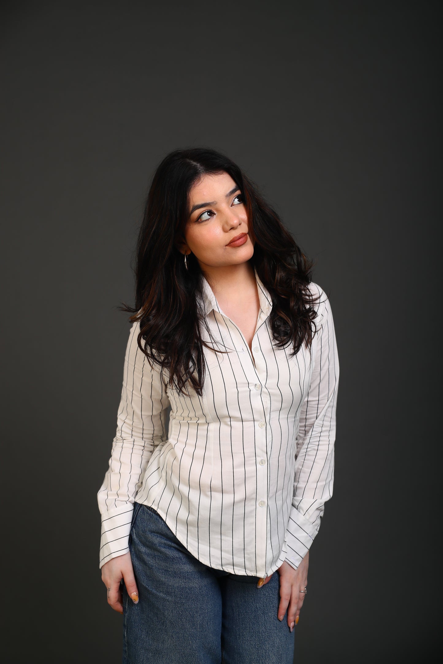 White Striped fitted shirt