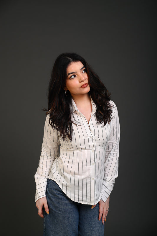 White Striped fitted shirt
