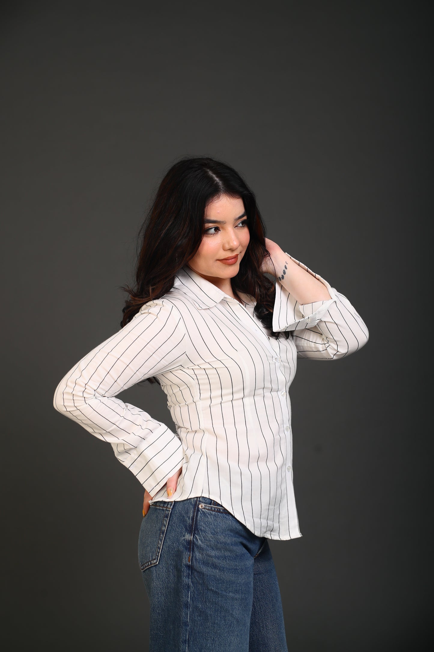 White Striped fitted shirt