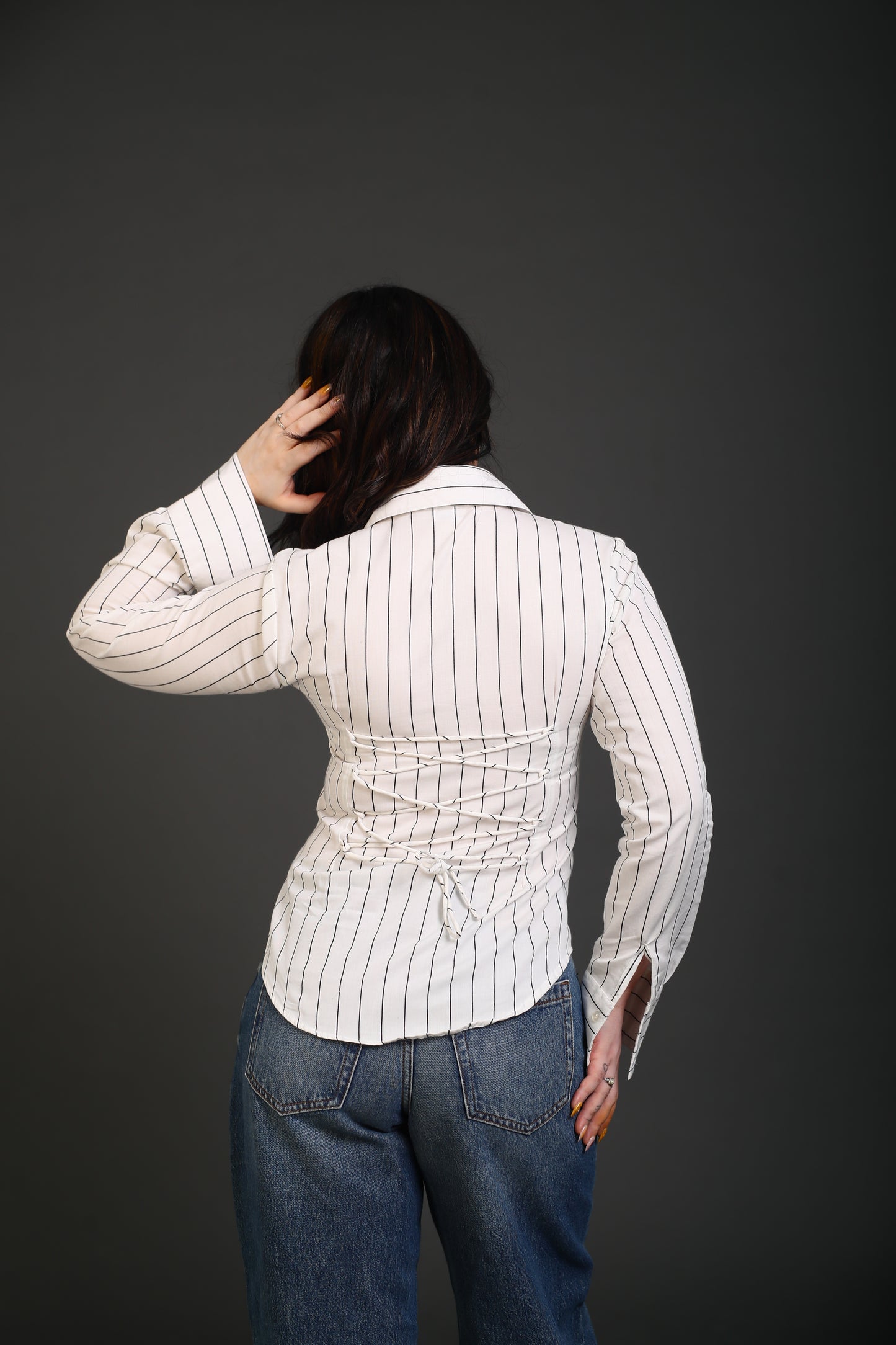 White Striped fitted shirt