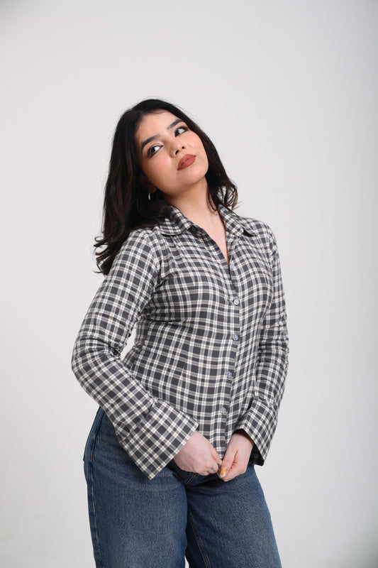 Charcoal Grid fitted shirt