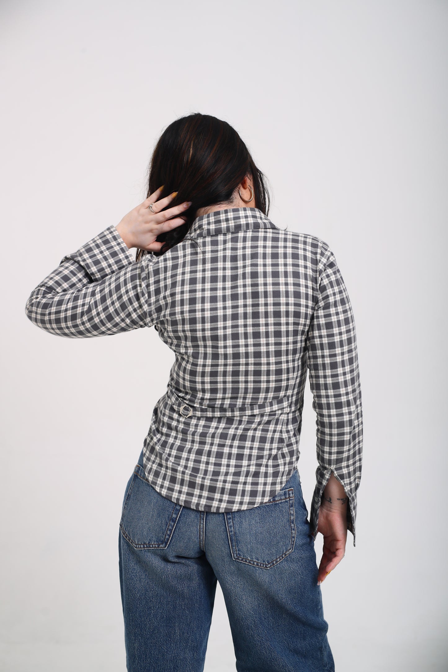 Charcoal Grid fitted shirt