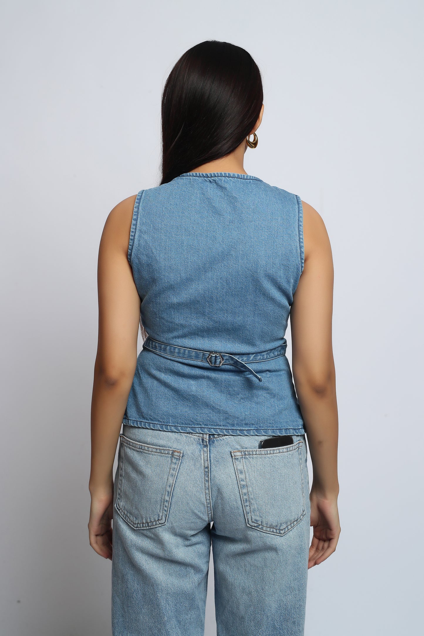 Scoop Neck Denim Top