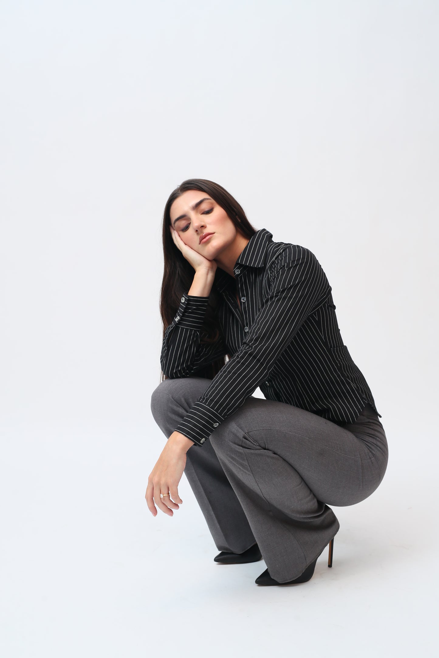 Stella Black striped fitted shirt