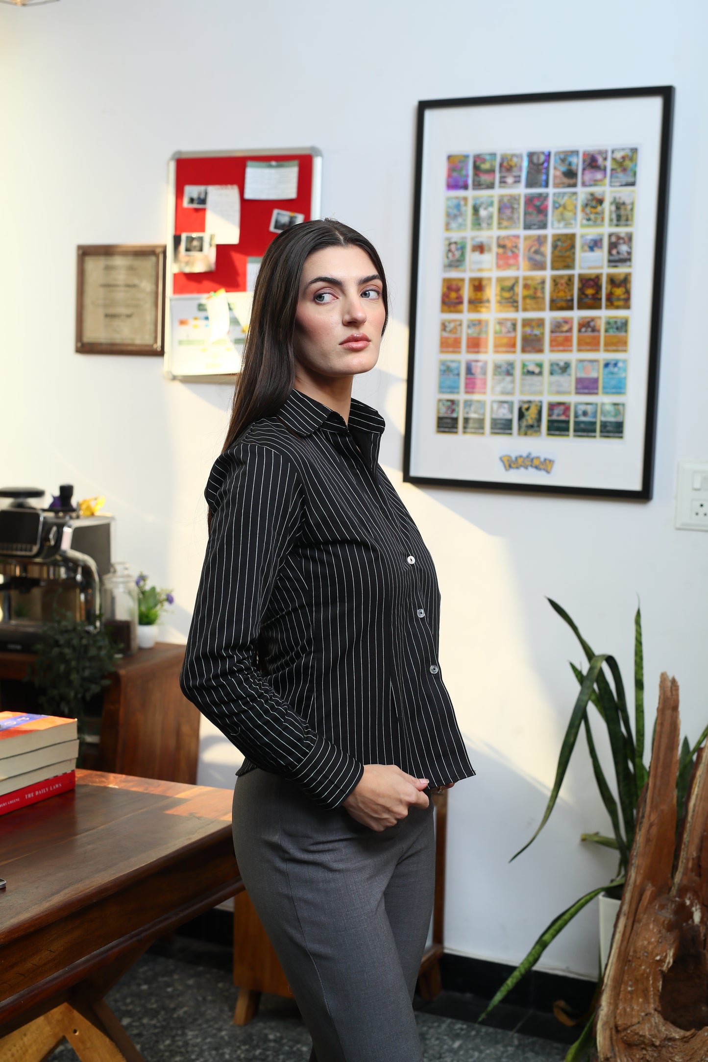 Stella Black striped fitted shirt