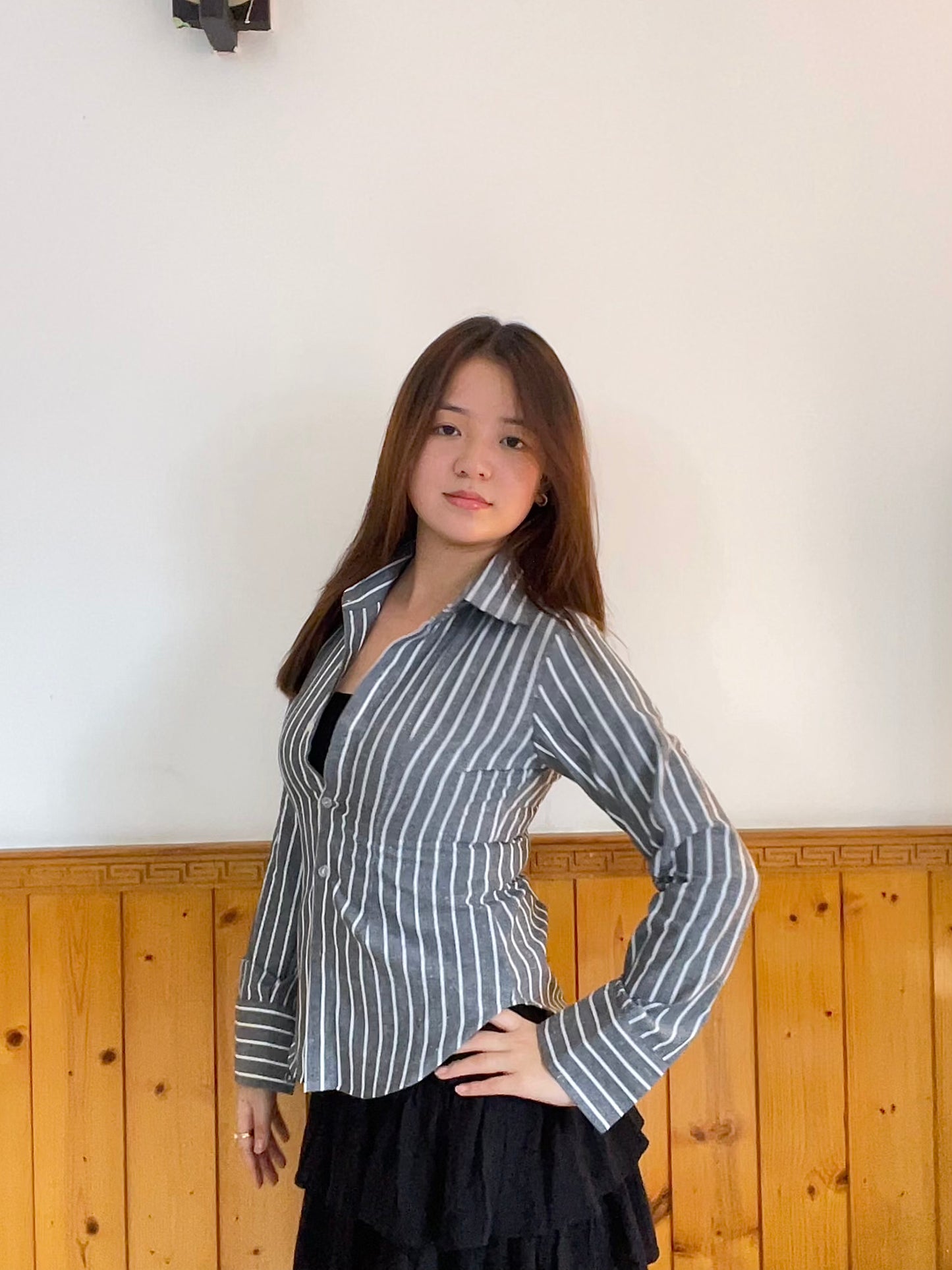 Grey striped shirt