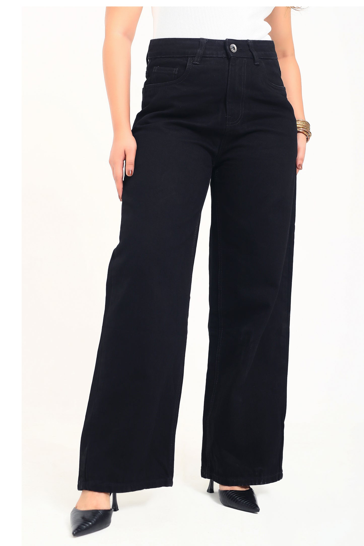 Jet Black Wide Leg Denim