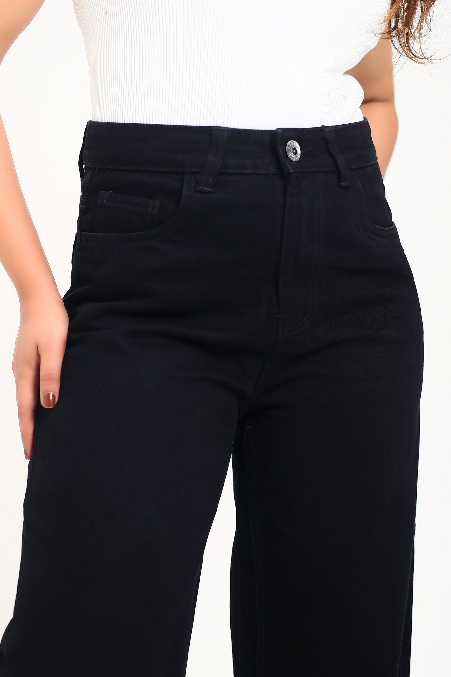 Jet Black Wide Leg Denim