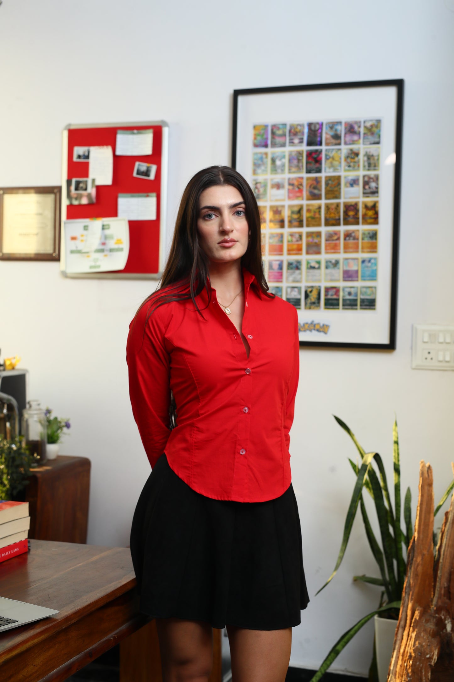 Stella Red fitted Shirt (with drawstrings)