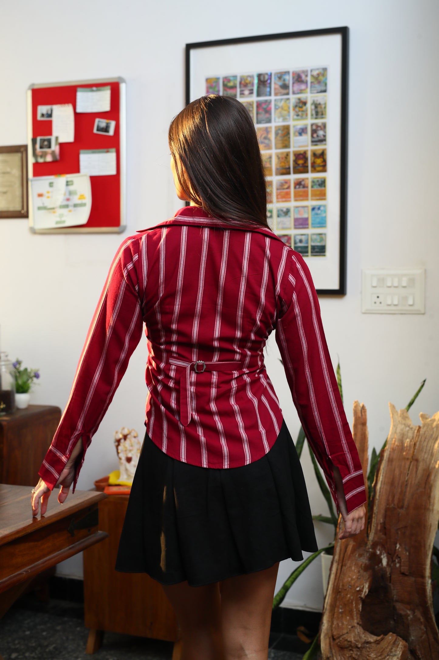 Red striped fitted shirt