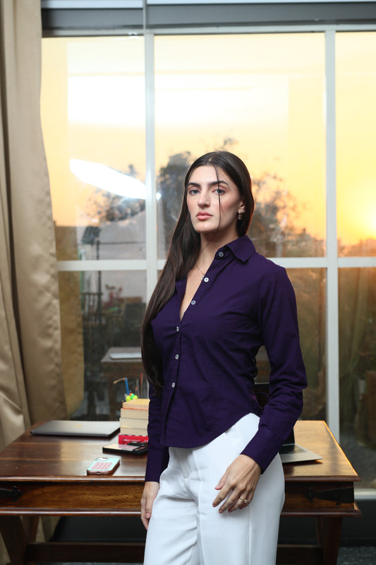 Stella deep purple fitted Shirt (with drawstrings)