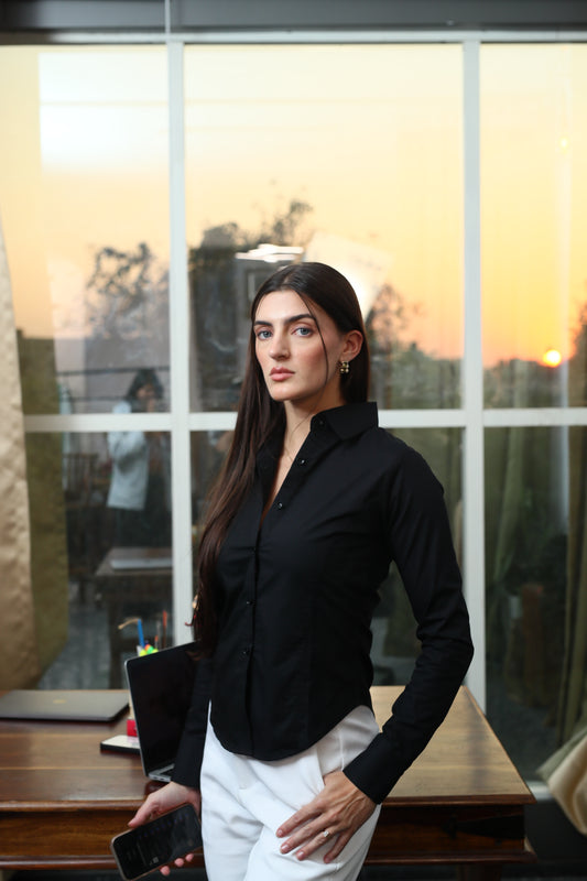 Stella black fitted Shirt (with drawstrings)