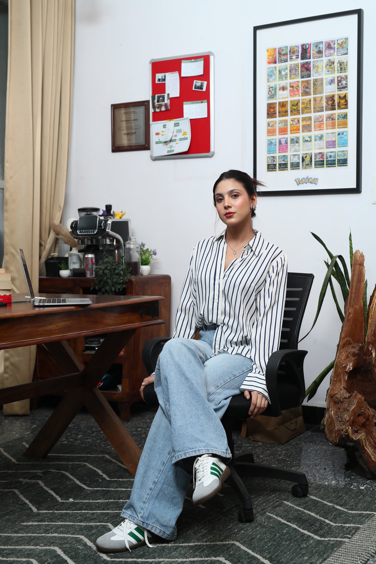 Super Flowy Navy striped shirt