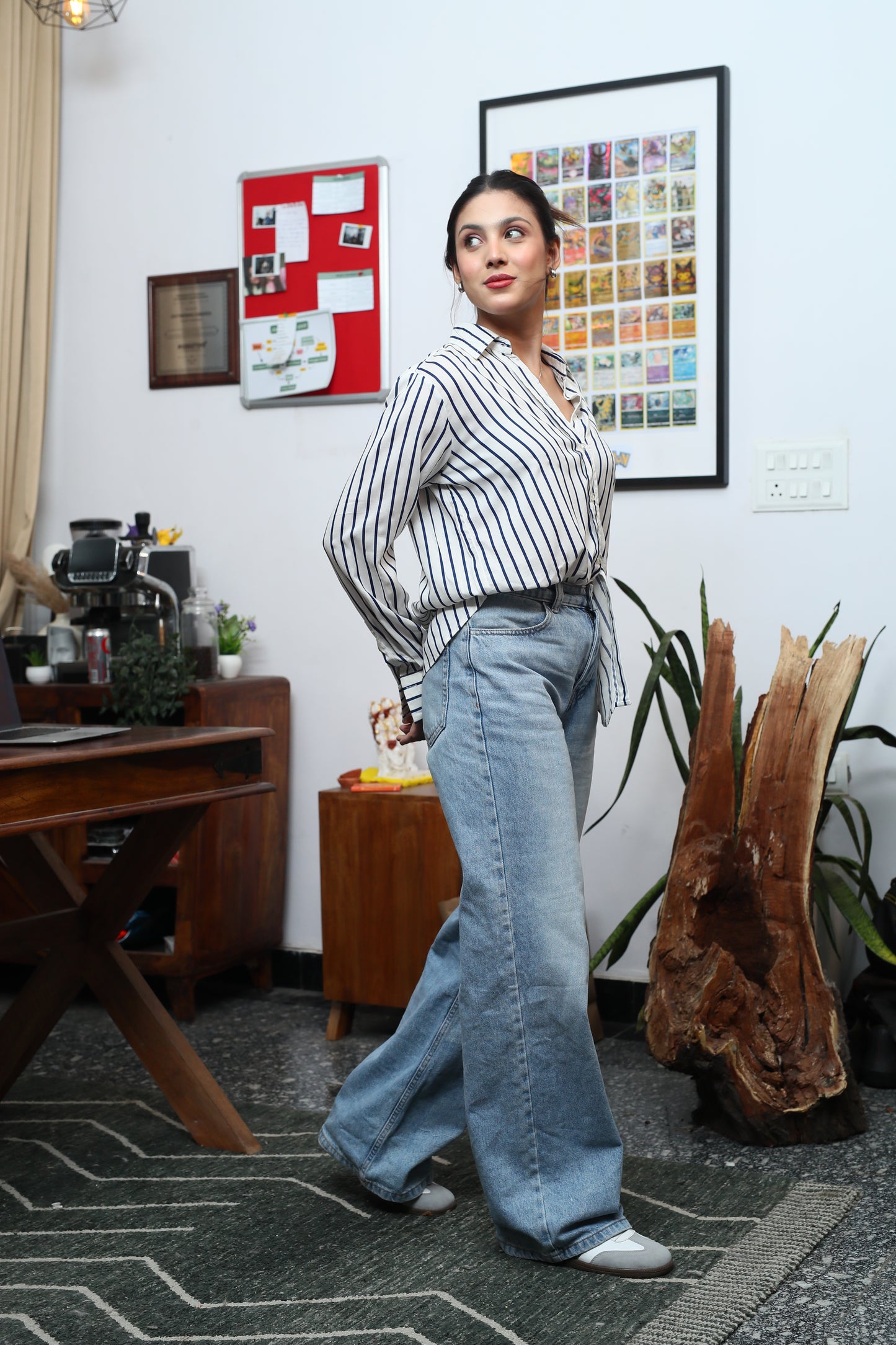 Super Flowy Navy striped shirt
