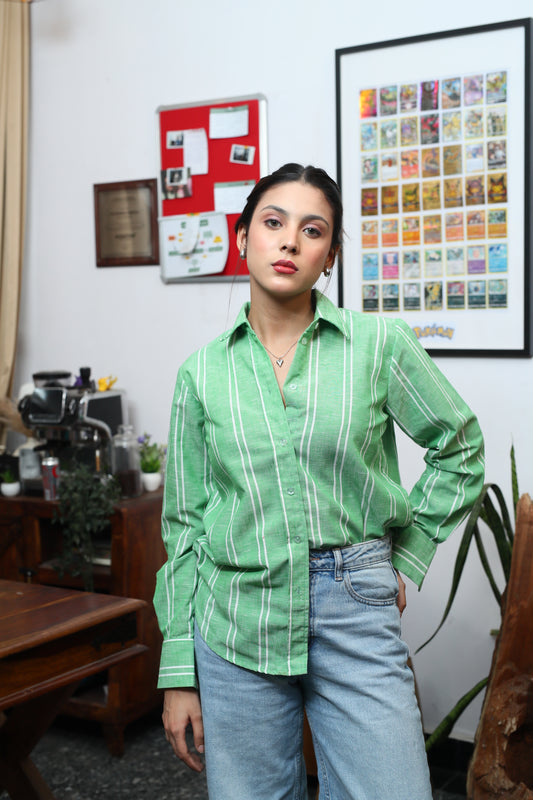 Holiday Green Striped Shirt