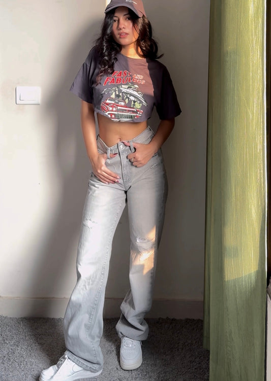 Smokey Distressed Straight Jeans