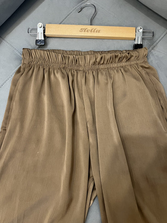 Camel Satin Highwaist Pants