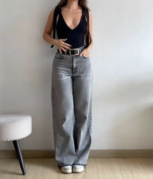 Ash Grey Straight Denim