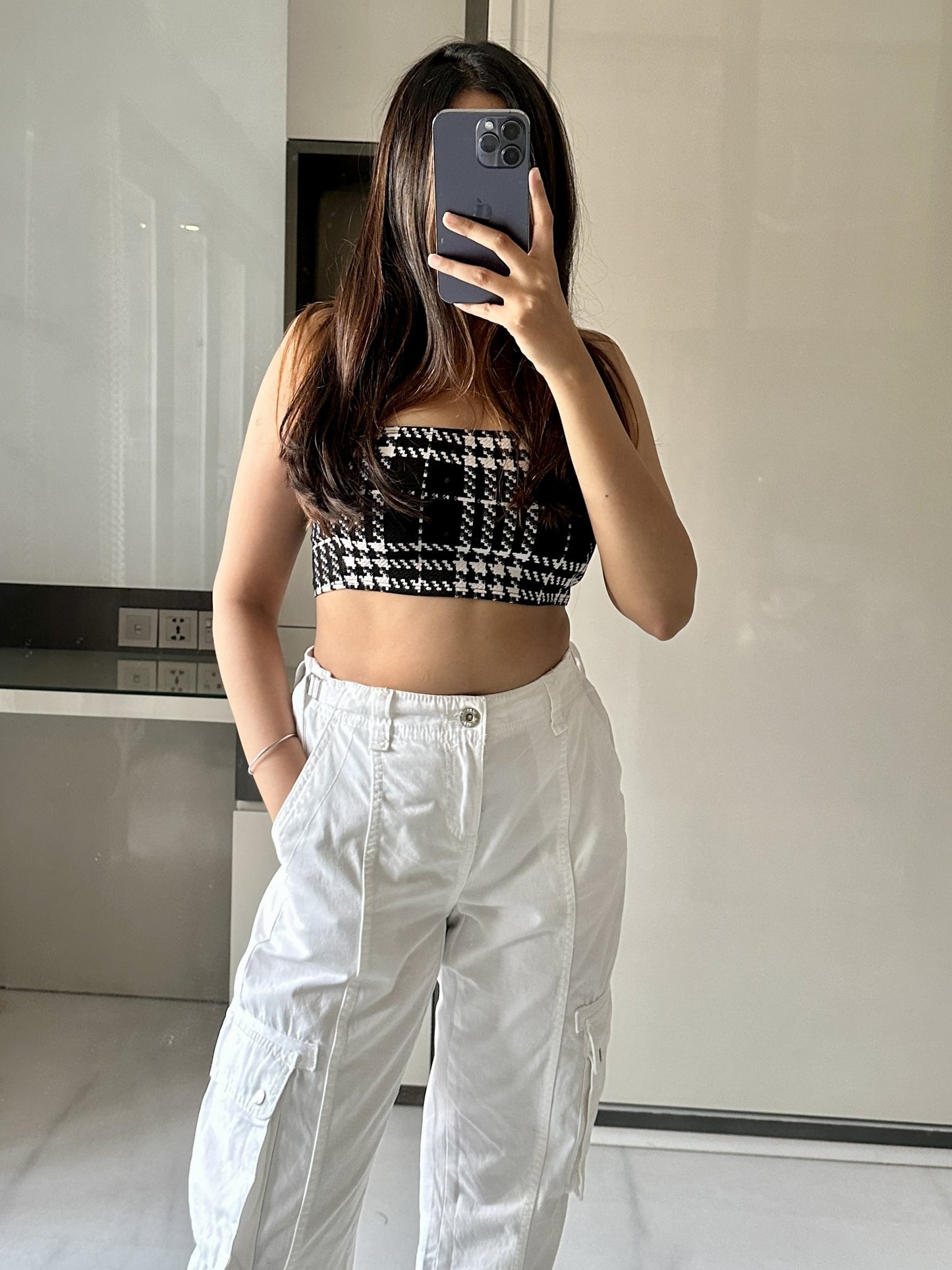 White Adjustable Cargo Pants