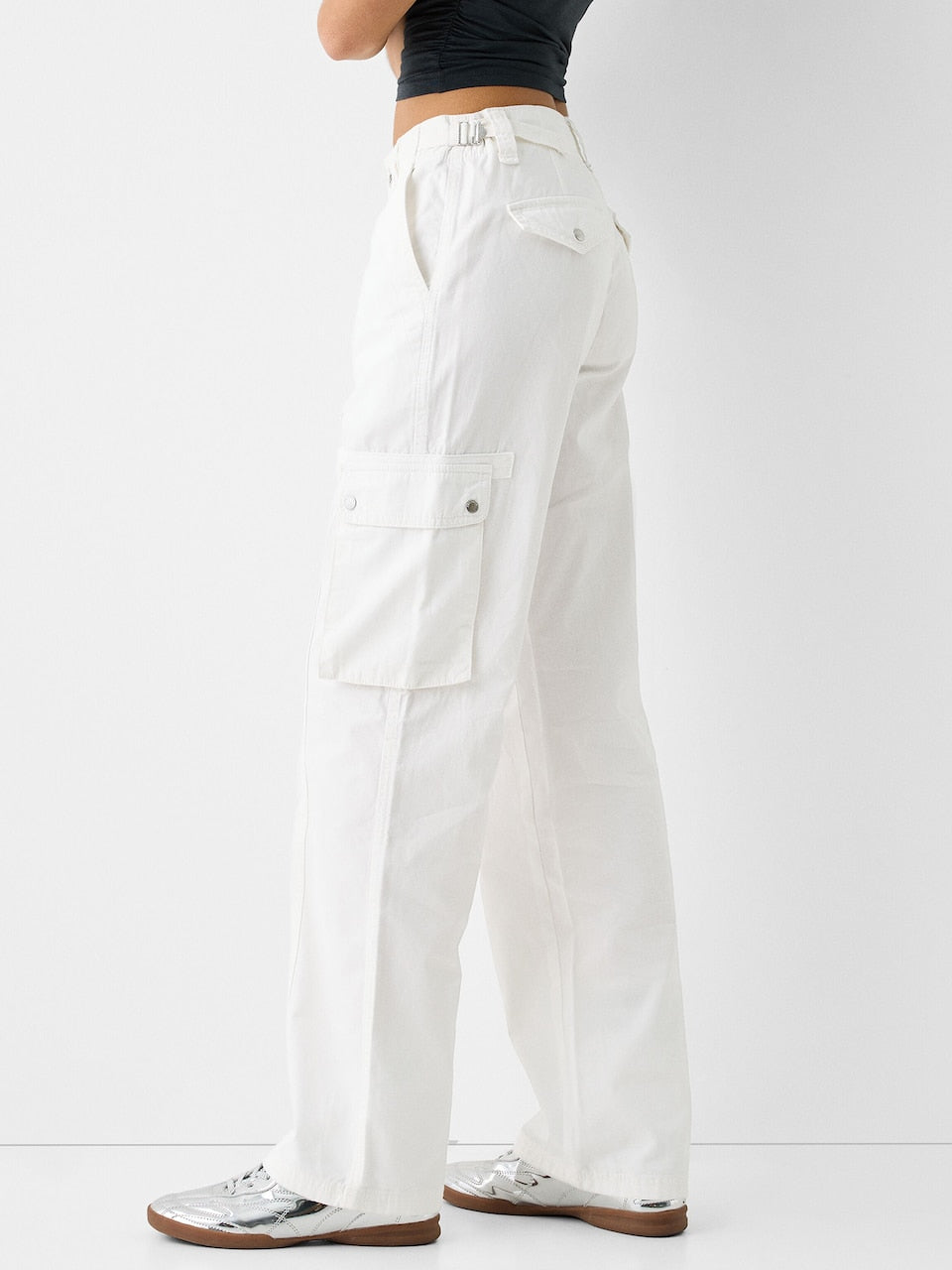 White Adjustable Cargo Pants