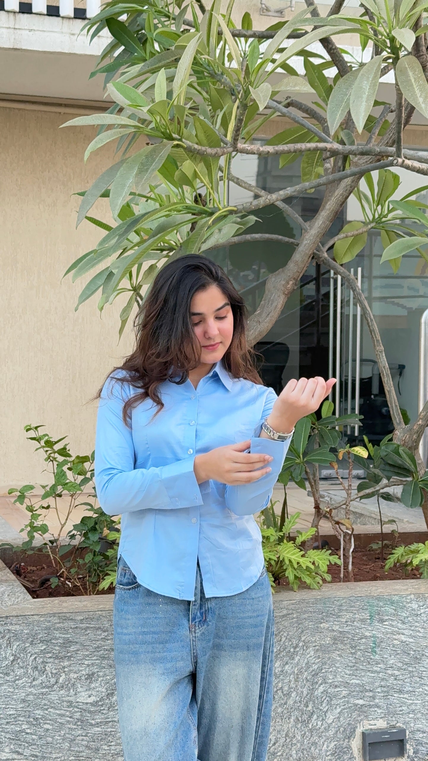 Sky blue fitted shirt