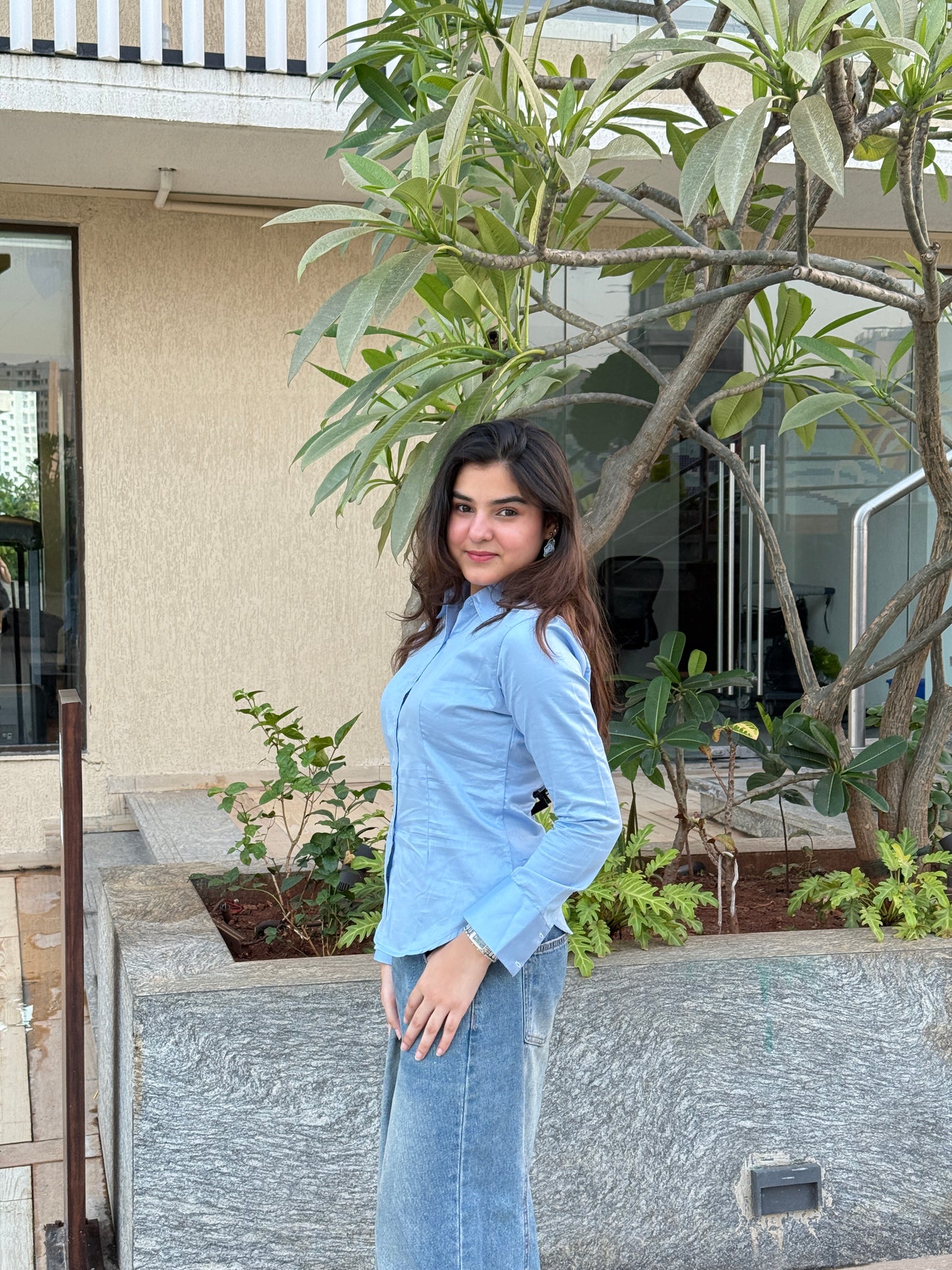 Sky blue fitted shirt