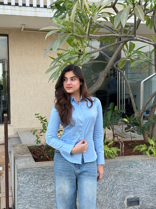 Sky blue fitted shirt