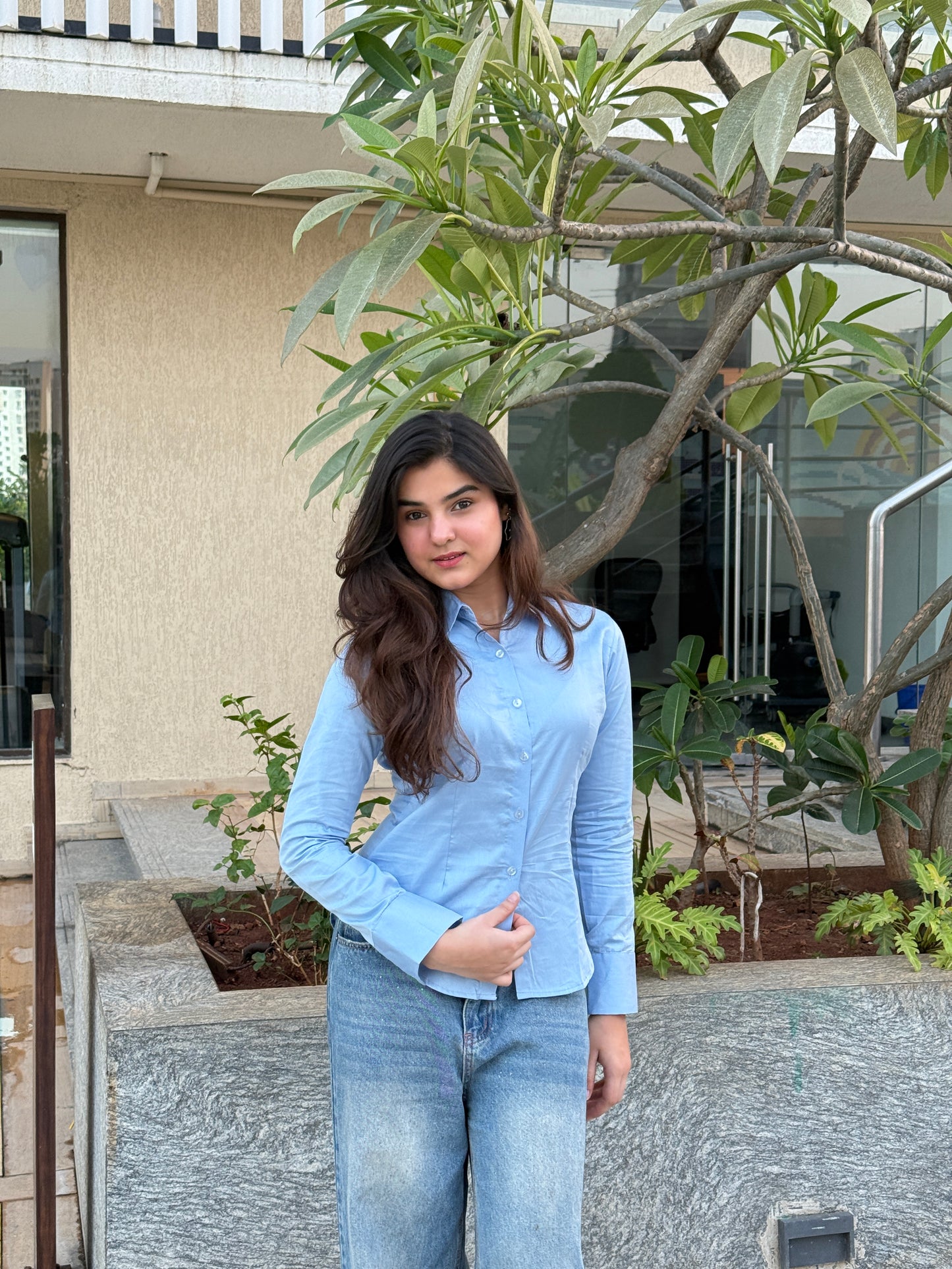 Sky blue fitted shirt