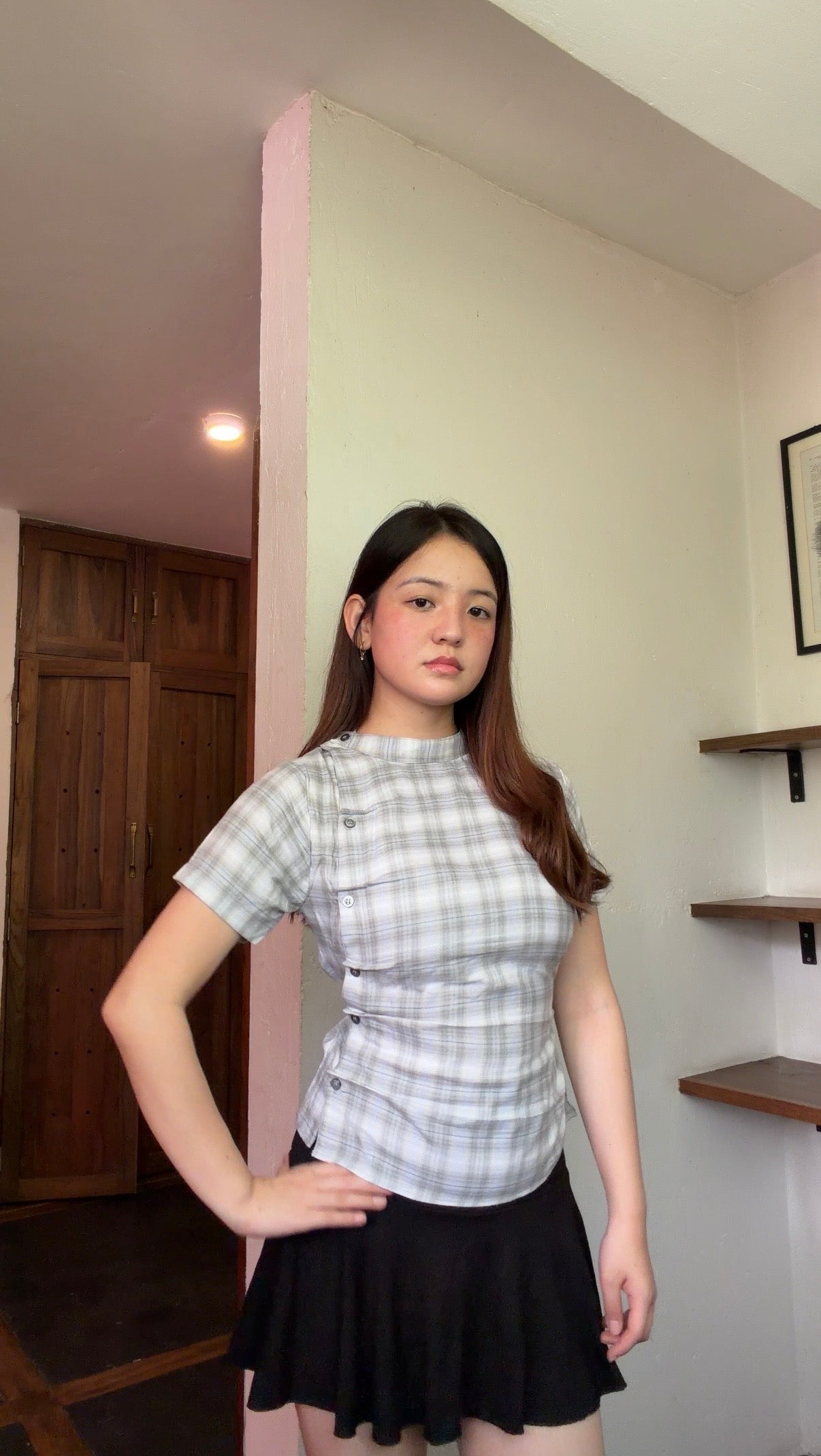 Wrap Plaid Shirt - Grey checks