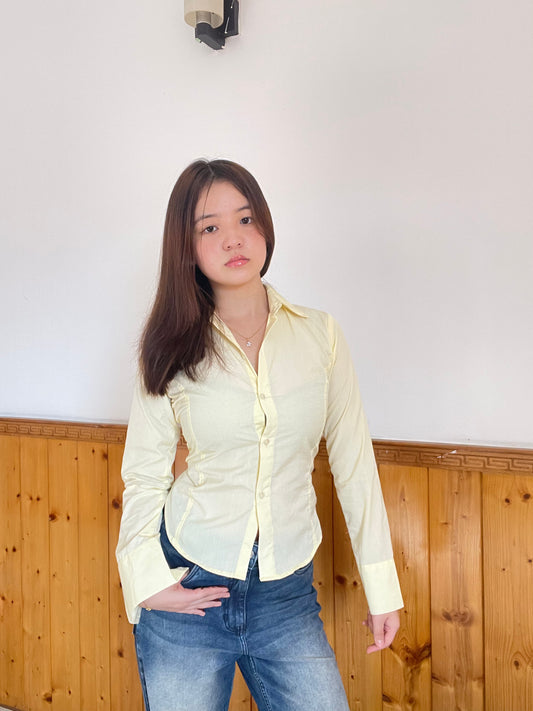 Stella Butter Yellow fitted Shirt ( with drawstrings )
