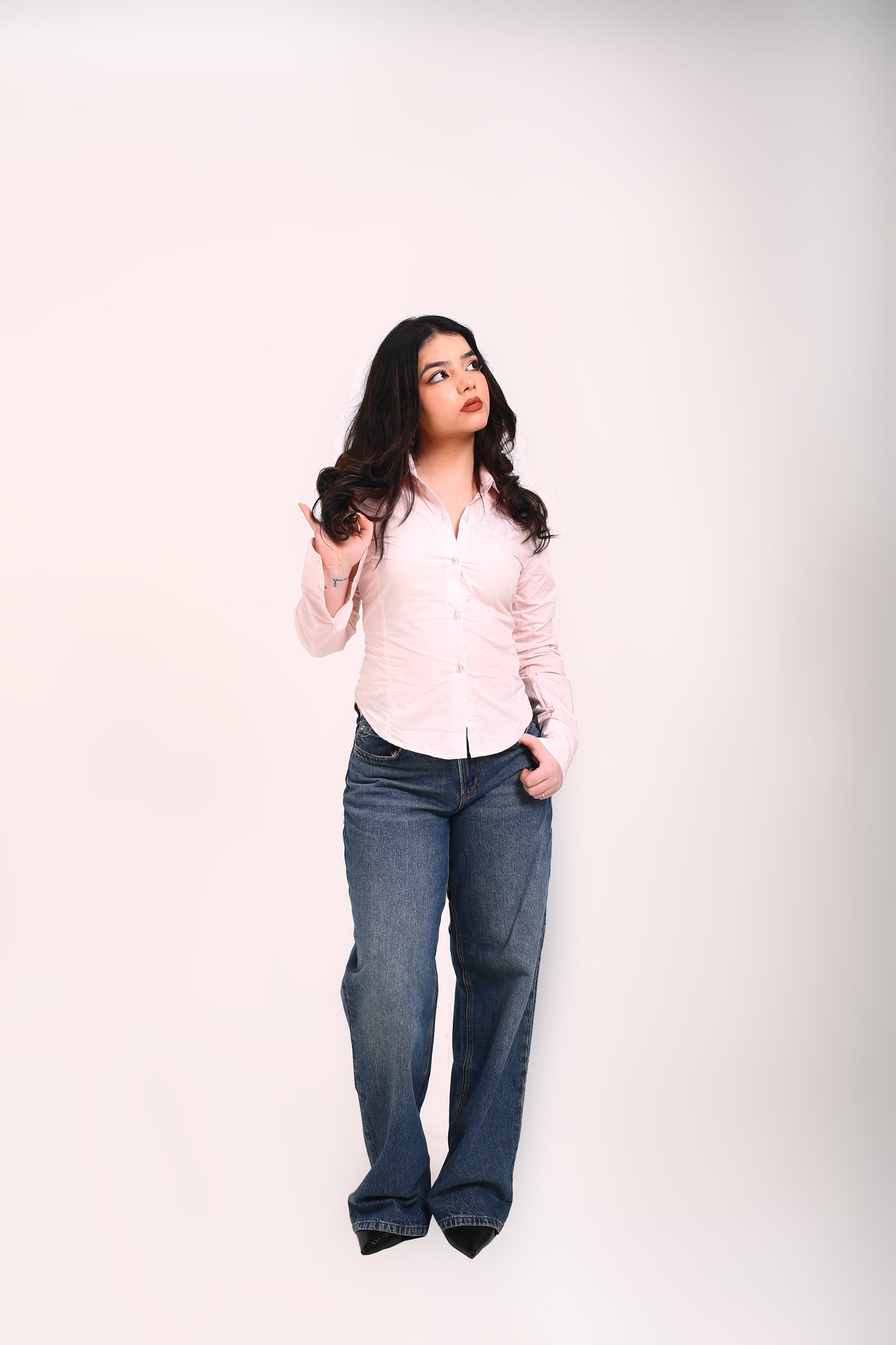 Stella Powder Pink fitted Shirt ( with drawstrings )