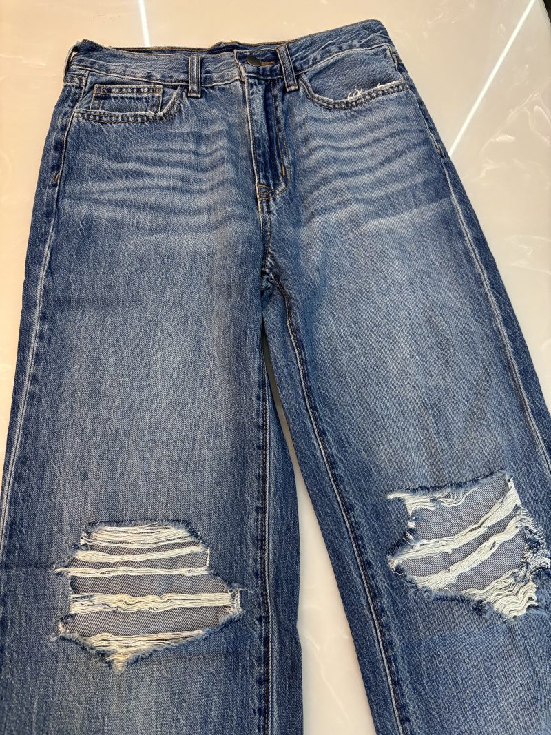 Ripped Mid Blue Straight Jeans - Image 3